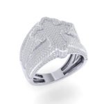 Sterling Silver Round Diamond Cross Religious SZ 10 Mens Ring 1-5/8 Cttw