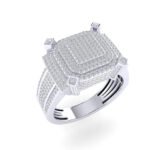 Sterling Silver Round Diamond Square Designer SZ 10 Mens Ring 1-1/4 Cttw