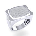 Sterling Silver Round Diamond Square Designer SZ 10 Mens Ring 3/4 Cttw