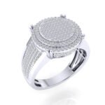 Sterling Silver Round Diamond Double Halo Designer SZ 10 Mens Ring 7/8 Cttw