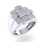 Sterling Silver Round Diamond Designer SZ 10 Mens Ring 1/2 Cttw