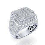 Sterling Silver Round Baguette Diamond SZ 10 Mens Designer Ring 1-7/8 Cttw