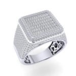 S.Silver Round Baguette Diamond SZ 10 Mens Designer Ring 1-5/8 Cttw