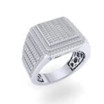 Sterling Silver Round Baguette Diamond SZ 10 Mens Designer Ring 1-1/4 Cttw