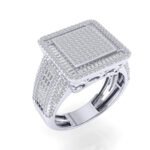 Sterling Silver Round Baguette Diamond SZ 10 Mens Designer Ring 1-1/3 Cttw