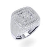 Sterling Silver Round Baguette Diamond SZ 10 Mens Designer Ring 2-1/4 Cttw