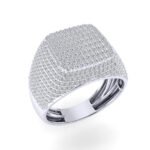 Sterling Silver Round Baguette Diamond SZ 10 Mens Designer Ring 1-1/2 Cttw