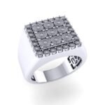 Sterling Silver Round Diamond SZ 10 Mens Floral Designer Ring 1-1/10 Cttw