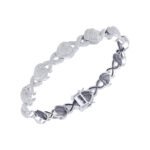 Sterling Silver Round Diamond Crome Infinity & Heart Designer 7 Inch Womens Bracelet 4-1/8 Cttw