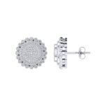 Sterling Silver Round Diamond Circle Shape Designer Stud Earring RP 7/8 Cttw