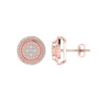 Sterling Silver Round Diamond Circle Shape Designer Stud Earring RP+PP 1/2 Cttw