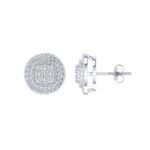 Sterling Silver Round Diamond Oval Shape Designer Stud Earring RP 1/2 Cttw
