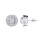 Sterling Silver Round Diamond Circle Shape Designer Stud Earring RP 3/8 Cttw