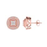 Sterling Silver Round Diamond Circle Shape Designer Stud Earring RP+PP 1/2 Cttw