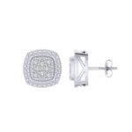 Sterling Silver Round Diamond Square Shape Designer Stud Earring RP 1/2 Cttw