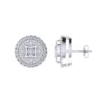 Sterling Silver Round Diamond Circle Shape Designer Stud Earring RP 3/8 Cttw