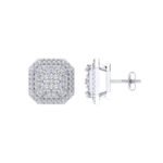 Sterling Silver Round Diamond Octagon Shape Designer Stud Earring RP 1/2 Cttw