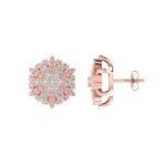 Sterling Silver Round Diamond Flower Designer Stud Earring RP+PP 1/2 Cttw