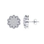 Sterling Silver Round Diamond Flower Designer Stud Earring RP 1/2 Cttw