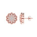 Sterling Silver Round Diamond Flower Designer Stud Earring RP+PP 1/2 Cttw