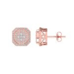 Sterling Silver Round Diamond Octagon Shape Designer Stud Earring RP+PP 3/8 Cttw