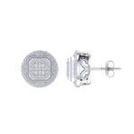 Sterling Silver Round Diamond Circle Shape Designer Stud Earring RP 1/2 Cttw