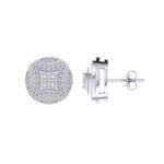Sterling Silver Round Diamond Circle Shape Designer Stud Earring RP 3/8 Cttw