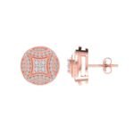 Sterling Silver Round Diamond Circle Shape Designer Stud Earring RP+PP 3/8 Cttw