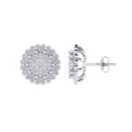 Sterling Silver Round Diamond Flower Designer Stud Earring RP 1/2 Cttw