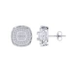 Sterling Silver Round Baguette Diamond Square Shape Designer Stud Earring RP 3/8 Cttw
