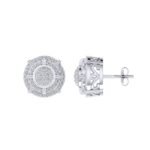 Sterling Silver Round Diamond Circle Shape Designer Stud Earring RP 1/3 Cttw