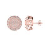 Sterling Silver Round Baguette Diamond Circle Designer Stud Earring RP+PP 1/2 Cttw