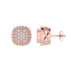 Sterling Silver Round Diamond Square Designer Stud Earring RP+PP 3/8 Cttw