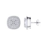 Sterling Silver Round Diamond Cushion Designer Stud Earring RP 1/3 Cttw