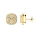 Sterling Silver Round Diamond Cushion Designer Stud Earring RP+GP 3/8 Cttw