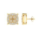 Sterling Silver Round Diamond Cushion Designer Stud Earring RP+GP 3/8 Cttw