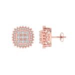 Sterling Silver Round Diamond Cushion Designer Stud Earring RP+PP 1/2 Cttw