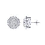 Sterling Silver Round Diamond Circle Designer Stud Earring RP 3/8 Cttw
