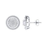 Sterling Silver Round Baguette Diamond Circle Shape Designer Stud Earring RP 1/2 Cttw