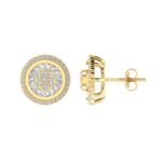 Sterling Silver Round Baguette Diamond Circle Shape Designer Stud Earring RP+GP 1/2 Cttw