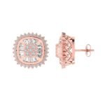 Sterling Silver Round Baguette Diamond Square Shape Designer Stud Earring RP+PP 1/2 Cttw