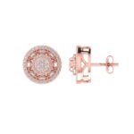 Sterling Silver Round Baguette Diamond Circle Shape Designer Stud Earring RP+PP 1/2 Cttw