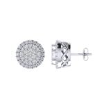 Sterling Silver Round Diamond Circle Shape Designer Stud Earring RP 1/3 Cttw