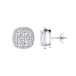 Sterling Silver Round Diamond Cushion Shape Halo Designer Stud Earring RP 1/3 Cttw