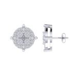 Sterling Silver Round Diamond Circle Shape Designer Stud Earring RP 3/8 Cttw