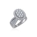 14K White Gold Round Moissanite Halo Floral Womens SZ 7 Bridal Ring 1-7/8 Cttw