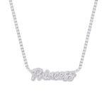 Sterling Silver Round Moissanite Princess Word Designer 18 Inch Necklace RP 15-3/4 Cttw