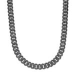 Sterling Silver 15mm Round Black Moissanite Miami Cuban 22 Inch Mens Necklace RP+BP 27-1/3 Cttw