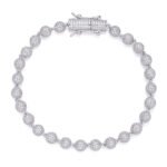Sterling Silver Round Moissanite Ball Chain Designer 7 Inch Mens Bracelet RP 7-5/8 Cttw