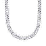 Sterling Silver Round 15mm Moissanite Round and Baguette in Centre Cuban 22 Inch Necklace RP 40-1/5 Cttw